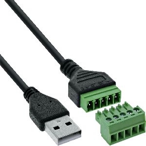 InLine® USB-A Stecker an Terminalblock, 5-polig, mit Kabel 92504G