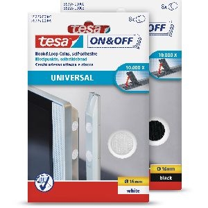 tesa On- & Off-Klettpunkte zum Aufkleben, 8er-Pack (Ø16mm), weiß 11633