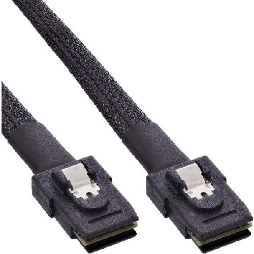 InLine® SAS Kabel int., Mini-SAS SFF-8087/Mini-SAS SFF-8087, m. Sideband, 0,75m 27624B