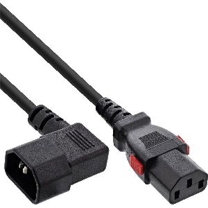 InLine® Kaltgeräteverlängerung, C13 verriegelbar auf C14 gewinkelt, schwarz, 3m 16933A