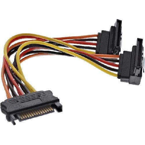 InLine® SATA Strom-Y-Kab., SATA BU/2x SATA ST gew., m. Sicherheitslaschen, 0,15m 29683W