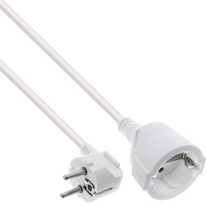 InLine® Strom-Verlängerung Schutzkontakt Stecker gewinkelt / Buchse, weiß, 7m 16407U