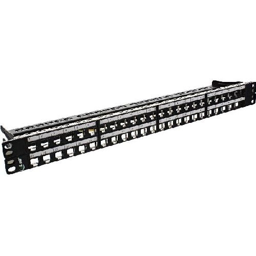 InLine® Patchfeld Leerblech 48-fach, für RJ45 Keystone Snap-In 19/1HE, schwarz 76848C