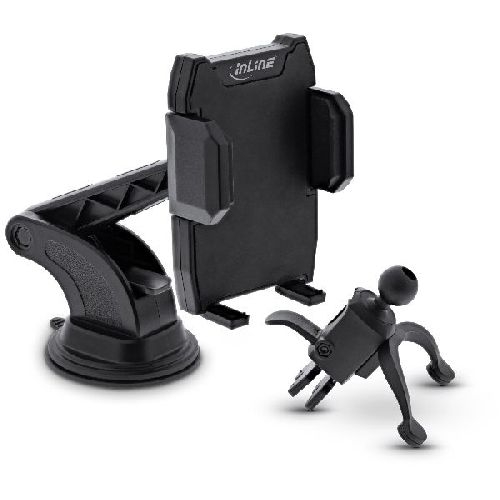 InLine® KFZ Smartphone Halterung mit Saugnapf oder für Lüftungsgitter, universal 23156O