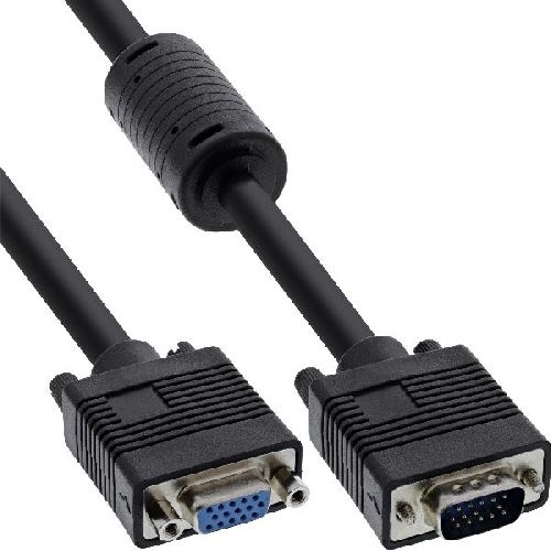 InLine® S-VGA Verlängerung, 15pol HD Stecker / Buchse, schwarz, 0,3m 17703B