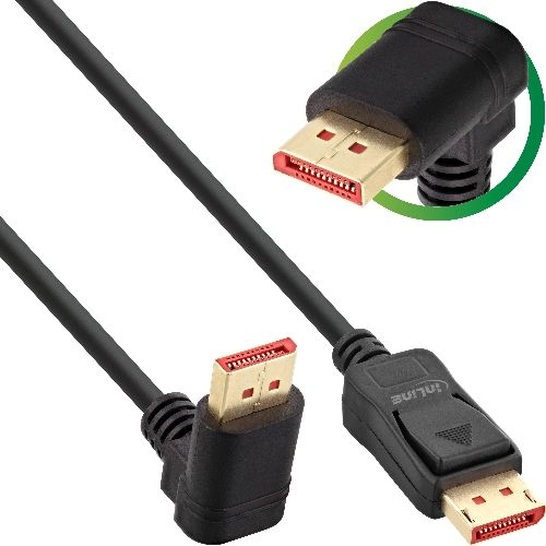 InLine® DisplayPort 1.4 Kabel, 8K4K, nach oben gewinkelt, schwarz/gold, 3m 17153O