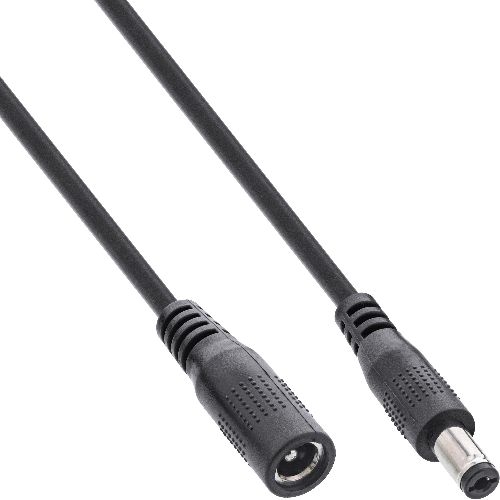 InLine® DC Verlängerungskabel, 5,5 x 2,1 mm, AWG 24, schwarz, 5 m 26805B