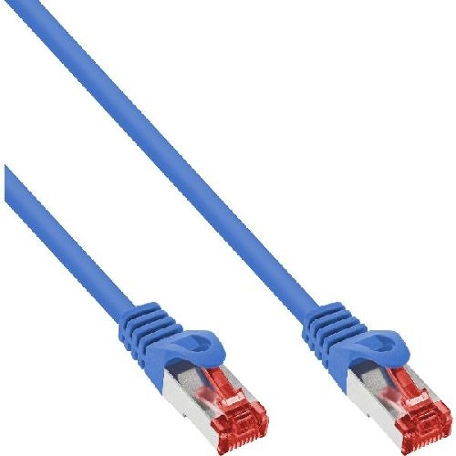 100er Bulk-Pack InLine® Patchkabel, S/FTP (PiMf), Cat.6, PVC, CU, blau, 0,5m B-76450B