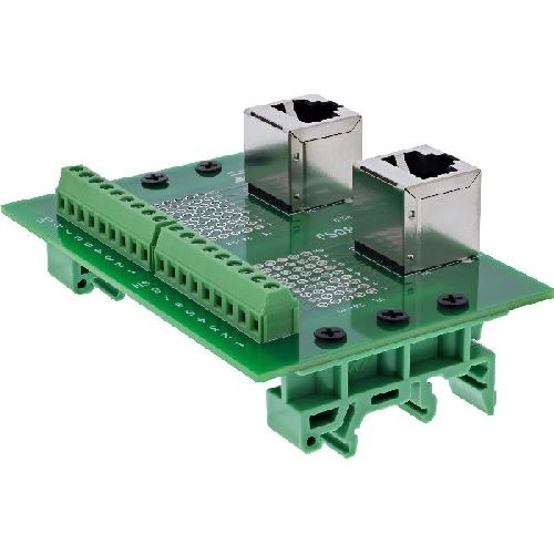 InLine® Terminalblock, 2x RJ45 Buchse, nach oben, für Hutschiene 92505D