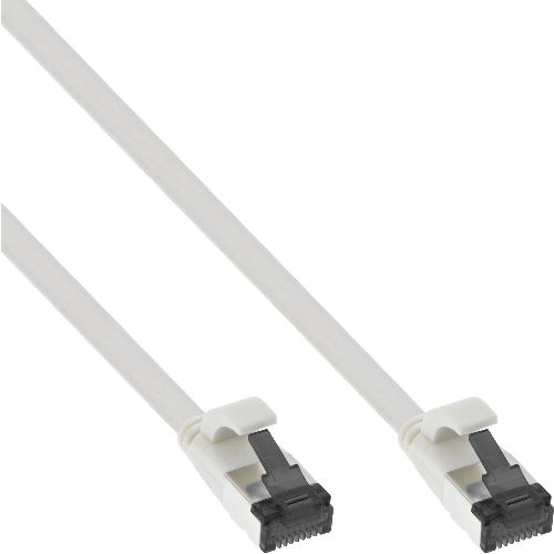 InLine® Patchkabel flach, U/FTP, Cat.8.1, TPE halogenfrei, weiß, 1m 75801W
