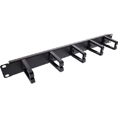 InLine® 19 Kabelführungspanel, 5 Kunststoffbügel, RAL 9005, schwarz 19110O