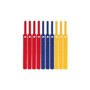 LABEL THE CABLE LTC Basic Straps, Klettkabelbinder 10er Set (gelb, blau, rot) 59935R