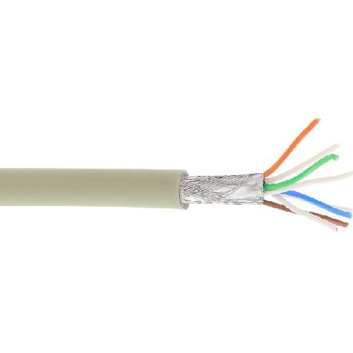 InLine® Patchkab., S/FTP (PiMf), Cat.6A, 500MHz, halogenfrei, Kupfer, grau, 100m 76899