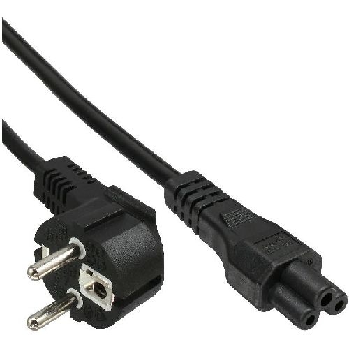 InLine® Netzkabel für Notebook, Schutzkontakt gewinkelt auf IEC C5, 2m 16657D