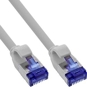 InLine® Patchkabel Slim, Cat.6A, S/FTP, TPE (LSZH) flexibel, PoE, grau, 0,3m 74933