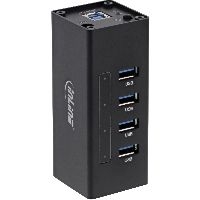 InLine® USB 3.0 Hub, 4 Port, Aluminiumgehäuse, schwarz, mit 2,5A Netzteil 35395A