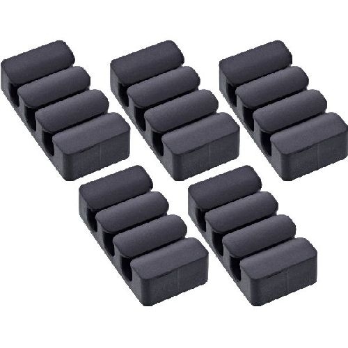 5er Pack InLine® Kabelclip, 3-fach, selbstklebend, schwarz 59971J