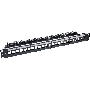 InLine® Patchfeld 24-fach, Keystone Leerblech Patchpanel, 19", 1HE, schwarz 76824P