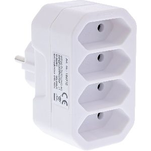 InLine® Steckdosenadapter, Schutzkontakt Stecker an 4x Eurobuchse, weiß 16471E