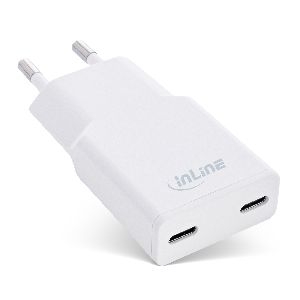 InLine® USB Netzteil Ladegerät Dual USB-C, PD, PPS, 30W, weiß 31509C