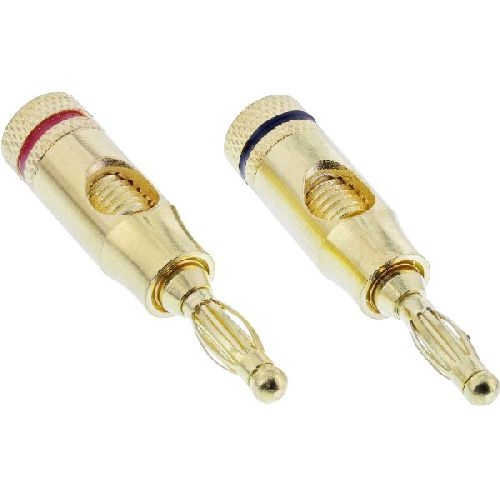 InLine® Bananen ST, Schraubver., Metall, vergoldet, 1x rot, 1x schwarz, 2er Set 99112X
