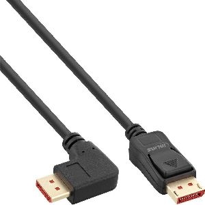 InLine® DisplayPort 1.4 Kabel, 8K4K, rechts gewinkelt, schwarz/gold, 2m 17152R