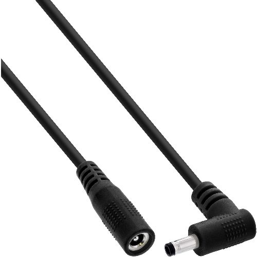 InLine® DC Verlängerungskabel, Winkelstecker, 4,0 x 1,7 mm, schwarz, 0,2 m 26906N