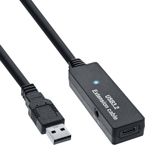 InLine® USB 3.2 Gen.1 Aktiv-Verlängerung, USB-A Stecker an USB-C Buchse, 5m 35650B