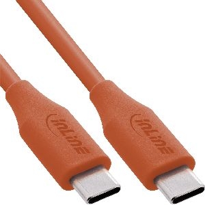 InLine® USB 2.0 Kabel, USB-C Schnellladekabel 100W, Papaya/orange 1m 35891O