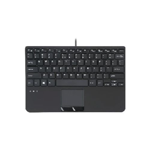 Perixx PERIBOARD-525 US Mini-USB-Tastatur mit Touchpad, USB-Hub, schwarz 57155X