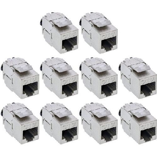 InLine® Keystone RJ45 Buchse Slim SNAP-In Cat.6A, integr. Kabelbinder, 10er Pack 76202V