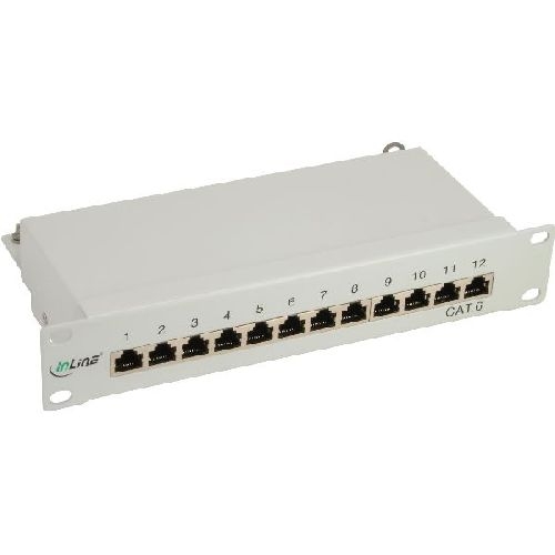 InLine® Patchfeld Cat.6 12-fach, 10 1HE, lichtgrau, RAL7035 76213