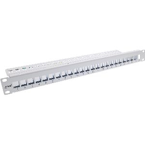 InLine® Patchfeld 24-fach, Keystone Leerblech Patchpanel, 19&quot;, 1HE, lichtgrau 76824G