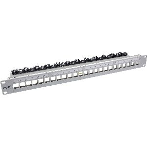 InLine® Patchfeld 24-fach, Keystone Leerblech Patchpanel, 19&quot;, 1HE, lichtgrau 76824O