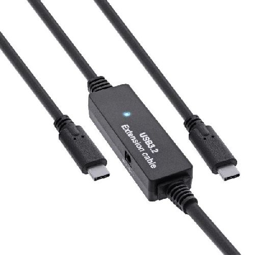 InLine® USB 3.2 Gen.1 Aktiv-Kabel, USB-C Stecker an USB-C Stecker, schwarz, 10m 35671C