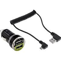InLine® USB DUAL+ KFZ-Ladeset, Stromadapter 1m Kabel, 12/24VDC zu 5V DC/2.1A 31502C