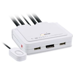 InLine® KVM Switch, 2-fach, Displayport 1.2, 4K, USB, mit Audio, integr. Kabel 63613I