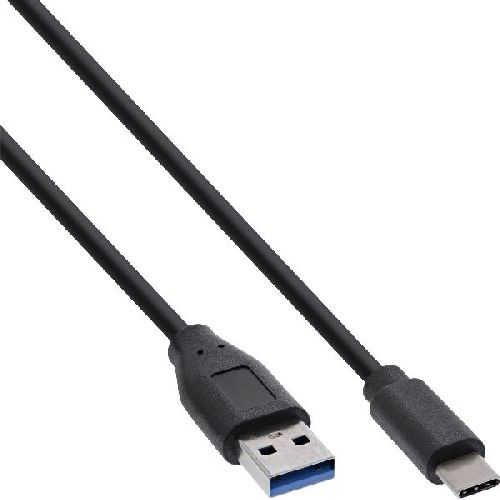 100er B-Pack InLine® USB 3.2 Kabel, USB-C Stecker an USB-A Stecker, schwarz, 1m B-35711