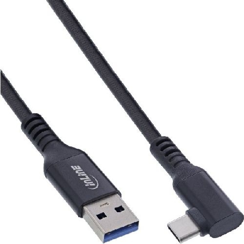 InLine® USB 3.2 Gen.1 Kabel, USB-C St gewinkelt - USB-A St für VR, schwarz, 5m 35715V