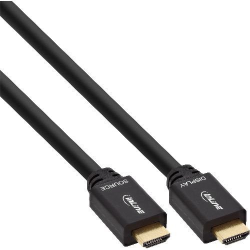 InLine® HDMI-High Speed Kabel mit Eth., ST / ST, aktiv, schwarz / gold, 40m 17040P