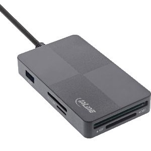 InLine® USB 3.2 Multi Cardreader Hub, SD/TF/MS/XD/CF, 3-Port USB-A, Dual 66772F