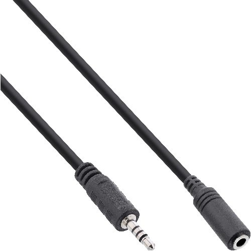 InLine® Klinken Adapterkabel 4pol 2,5mm Stecker -> 4pol 3,5mm Buchse, 0,2m 99308B