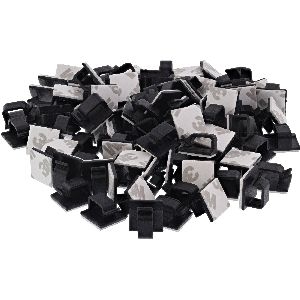 100er Pack InLine® Kabelmanager Klebesockel M, Nylon, 3M-Klebepad, schwarz 59971G