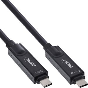 InLine® USB 3.2 Gen.2 AOC Kabel, USB-C Stecker/Stecker 8K60Hz 60W, schwarz, 15m 35798I