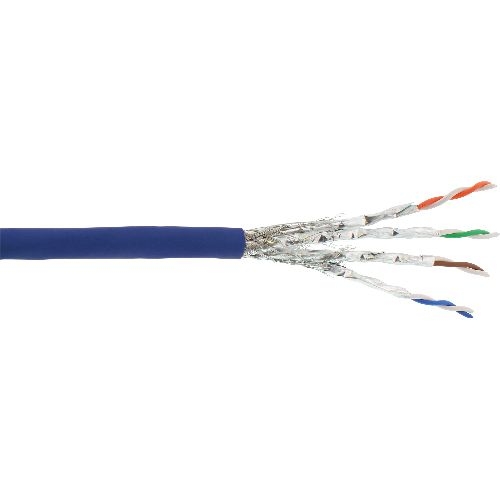 InLine® Patchkab., S/FTP (PiMf), Cat.6A, 500MHz, halogenfrei, Kupfer, blau, 100m 76899B