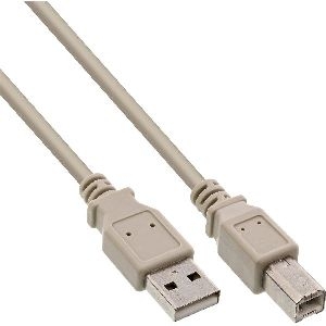 InLine® USB 2.0 Kabel, A an B, beige, 7,0m 34557H