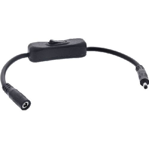 InLine® DC Kabel mit Schalter, DC ST/BU 4,0x1,7mm, AWG 18, schwarz, 0,20m 26906C