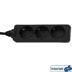 InLine® Steckdosenleiste, 3-fach Schutzkontakt, schwarz, 3m 16433