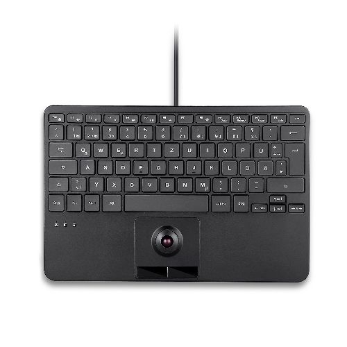 Perixx PERIBOARD-427 H DE, USB-Mini-Tastatur, Trackball, Hintergrundbeleuchtung 57150U