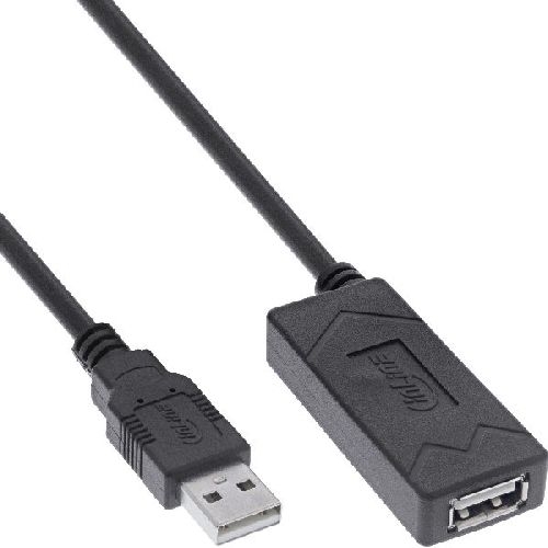 InLine® USB 2.0 Aktiv-Verlängerung, USB-A Stecker/Buchse, 10m 34611A
